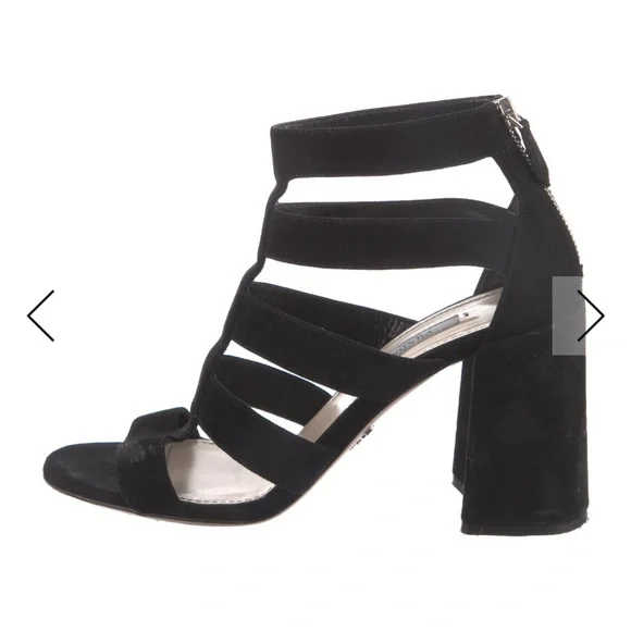 Prada Black Suede Block Heel Sandal - Picture 2 of 5